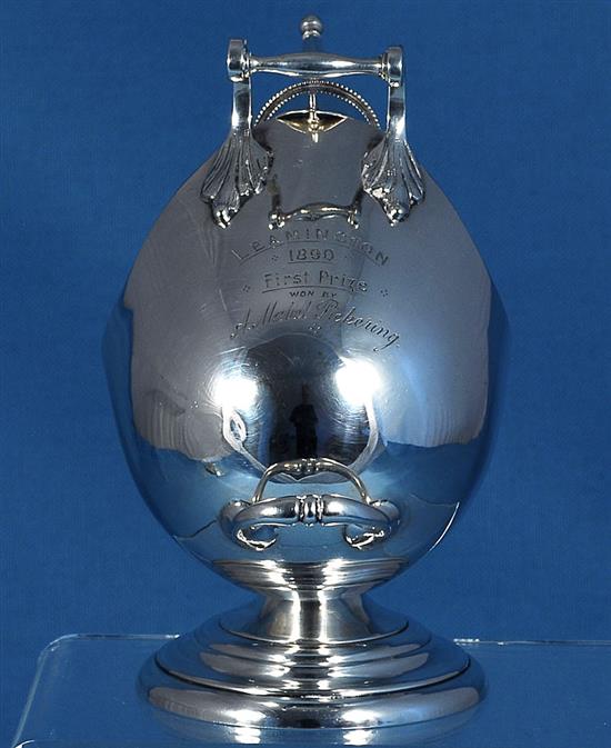 A Victorian novelty silver sugar bowl, modelled as a coal scuttle by John Newton Mappin, height 147mm, weight 7.7oz/240grms.